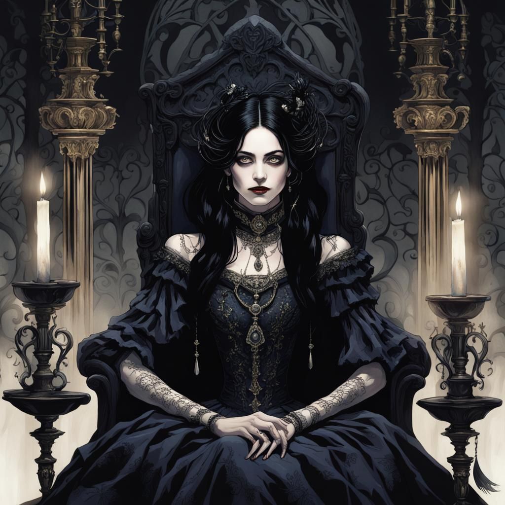 Gothic Woman Portrait in Surreal Dark Elegance Style