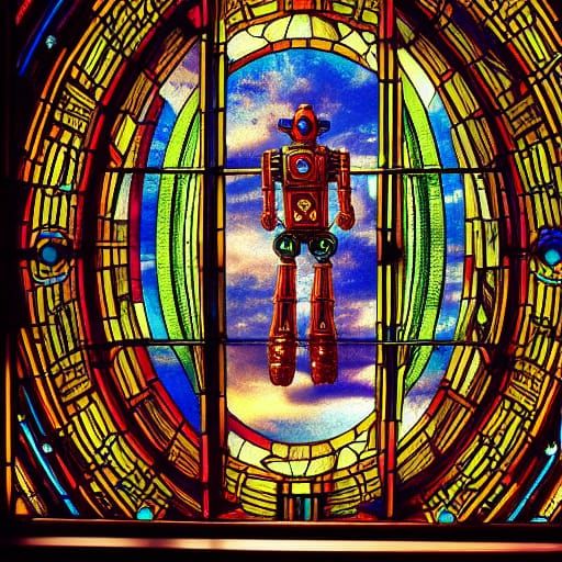 Robot in Stained Glass: Digital Matte Painting