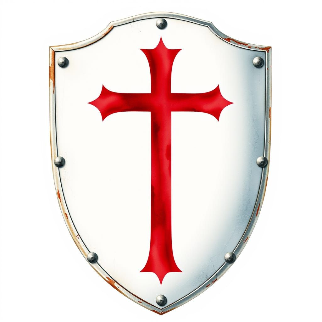 Templar Knight's Shield in Elegant Watercolor