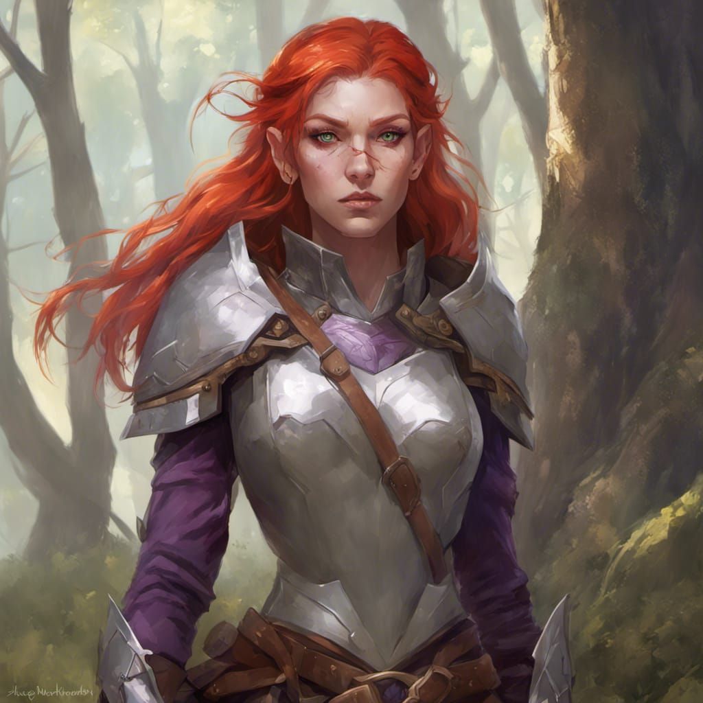Red Haired Elf Knight Portrait in Unreal Engine