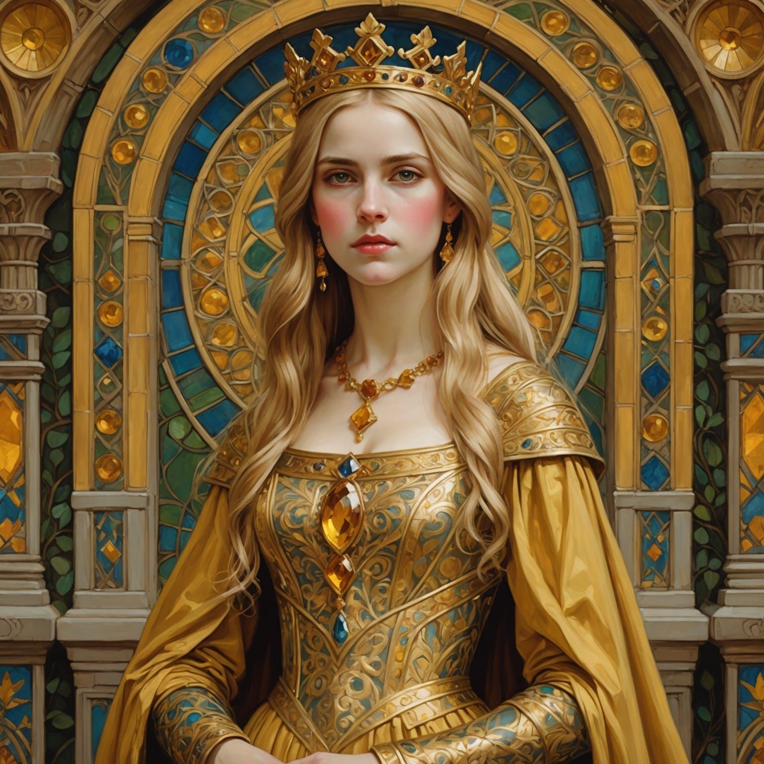Medieval Princess in Gold Robes Painting