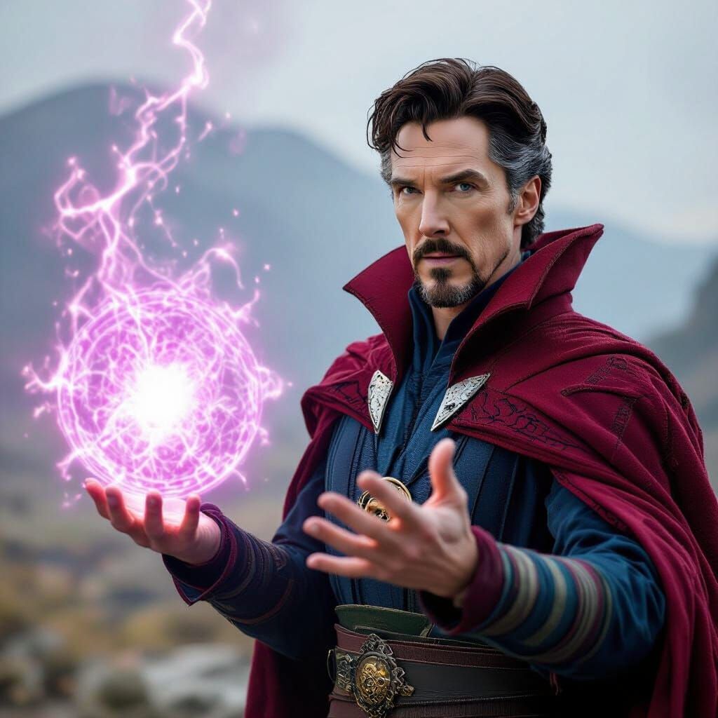 Doctor Strange Casting Realistic Magic in Photo