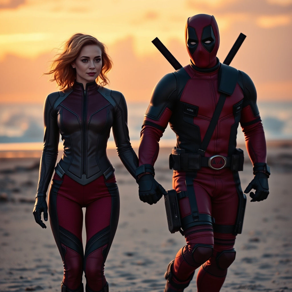 Superhero Alliance on Dutch Beach at Sunset