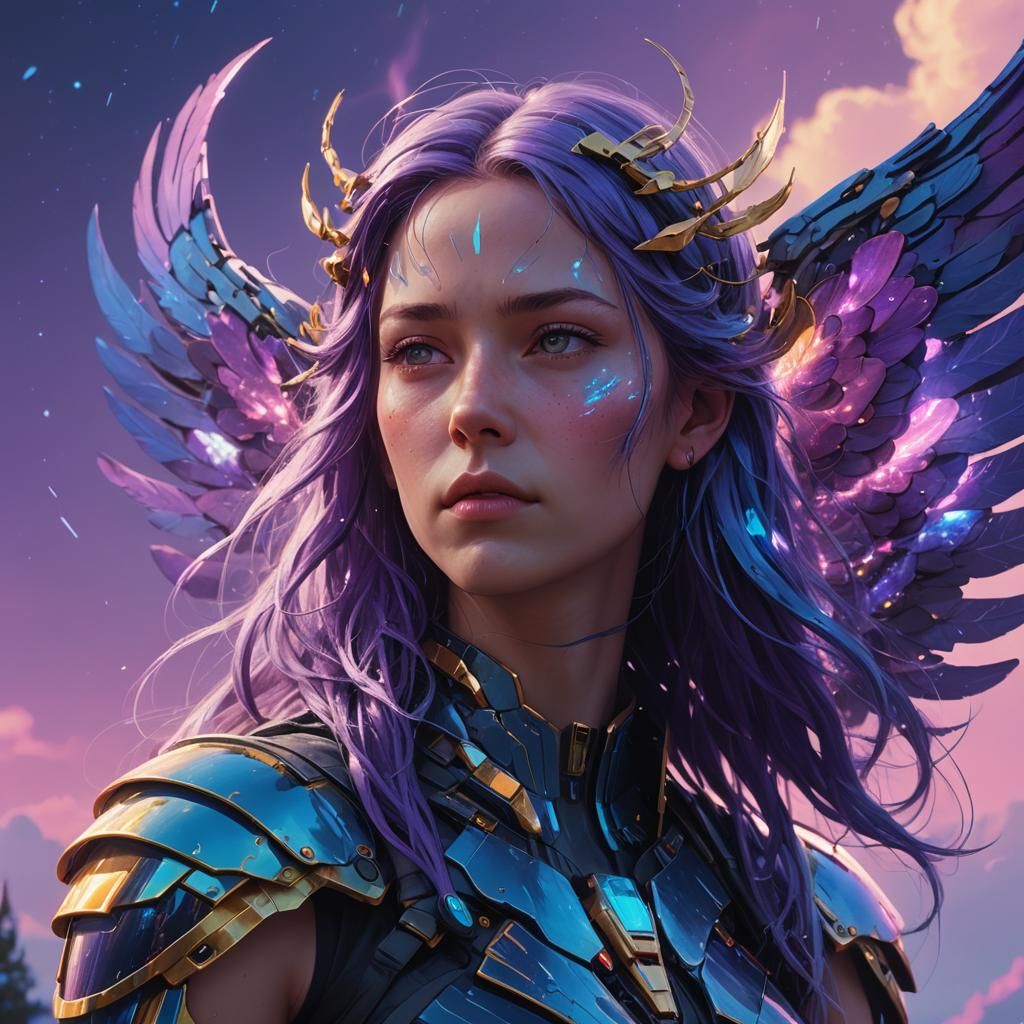 Cyber Angelic Portrait in Ethereal Art Style