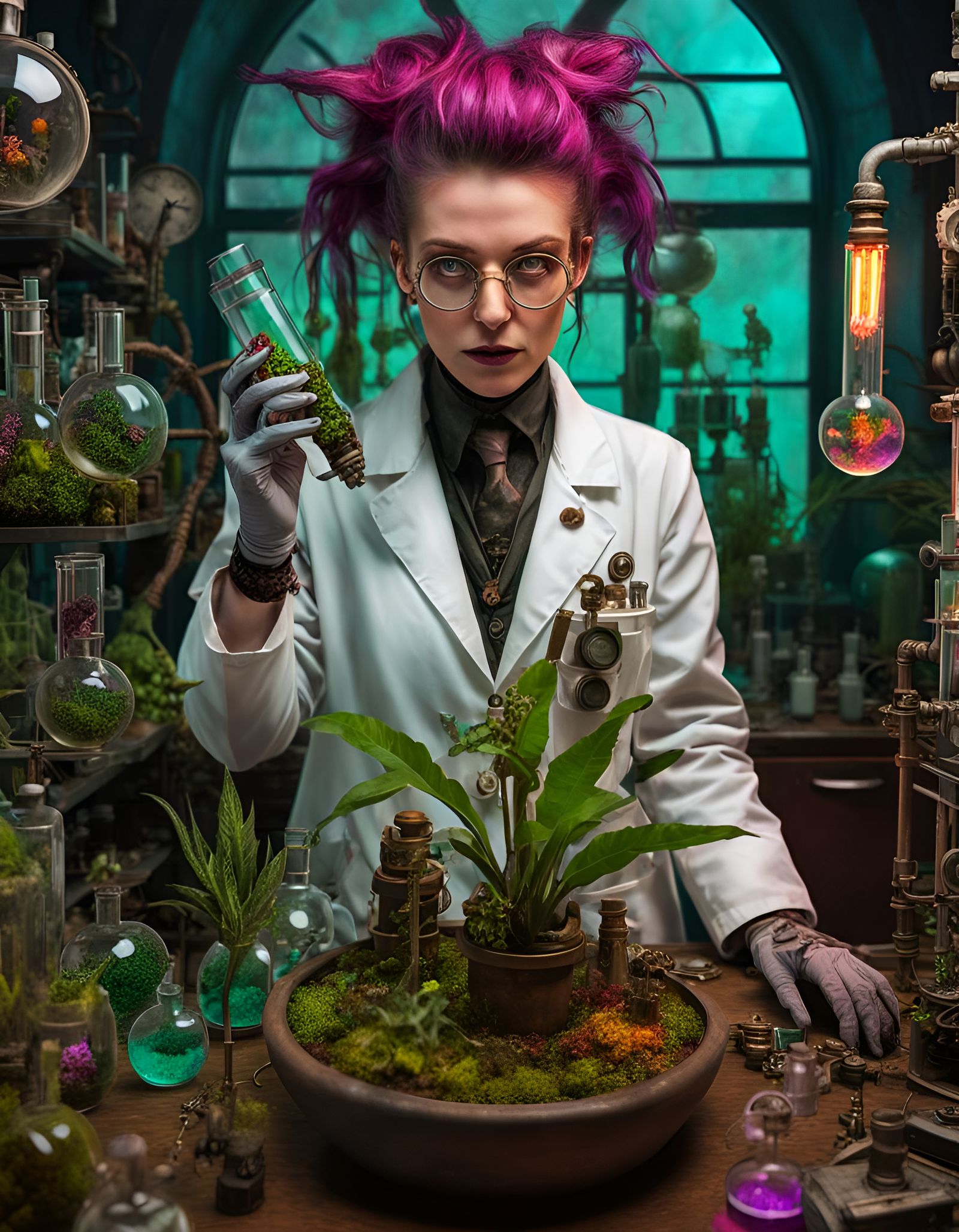 Steampunk Plant Biologist in a Goblincore Lab