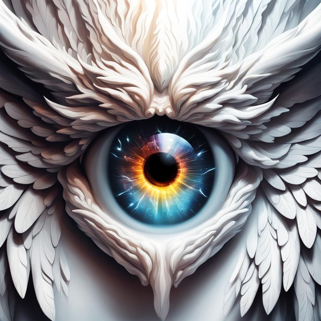 Majestic Angel Demon Eyes in Hyperrealistic Splash Art