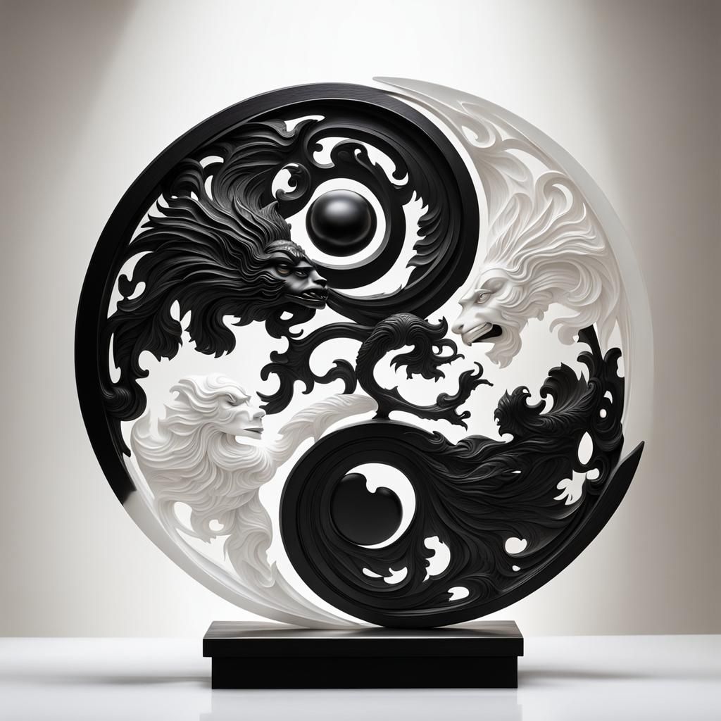 Classic Yin Yang in Embossed Wood