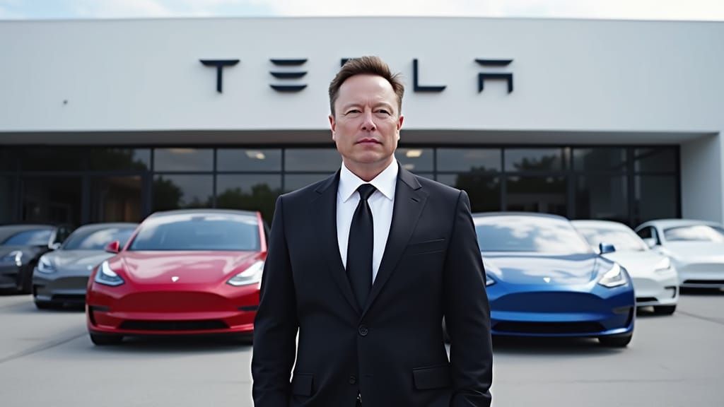 Elon Musk and Tesla Cars: Digital Art Portrait