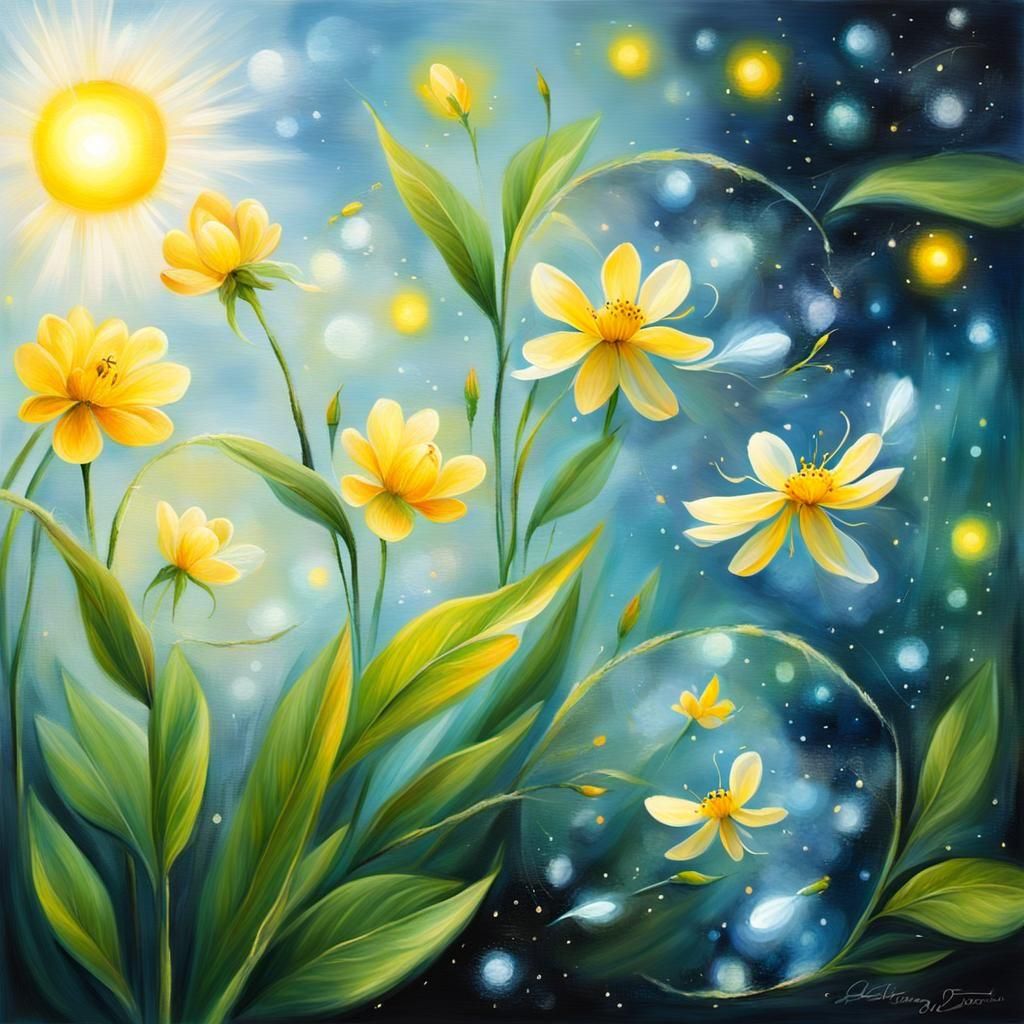 Flickering Fireflies in Oil Paint