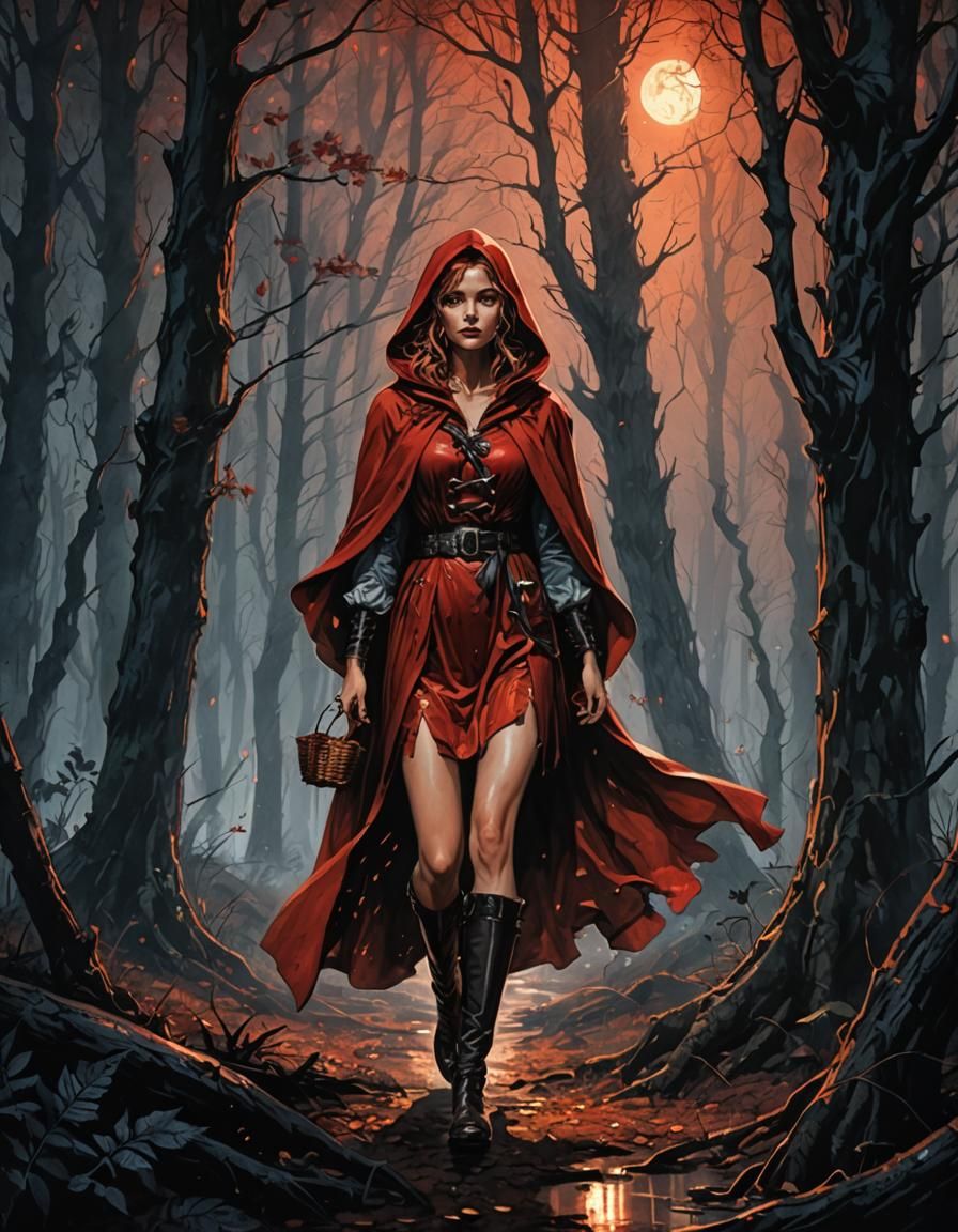 Red Riding Hood in Milo Manara Style
