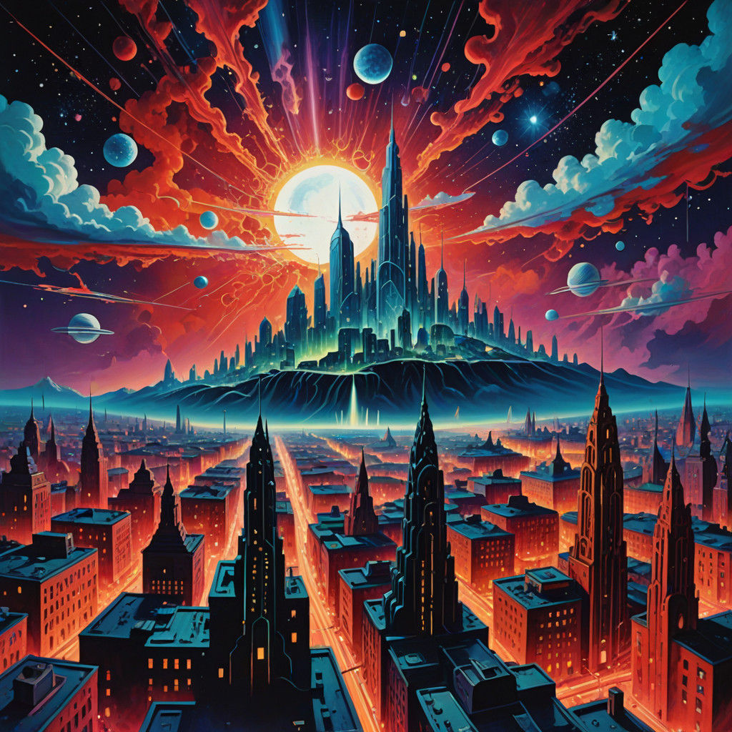 Ethereal Starlight Illuminates a Futuristic Metropolis in Co...