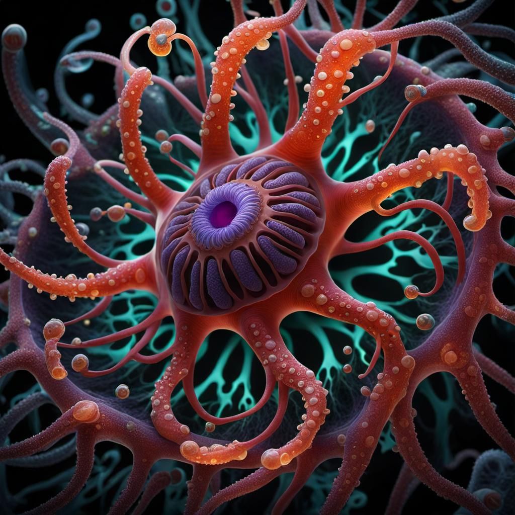 Whimsical Amoeba Creature in Surreal Fantasy Style