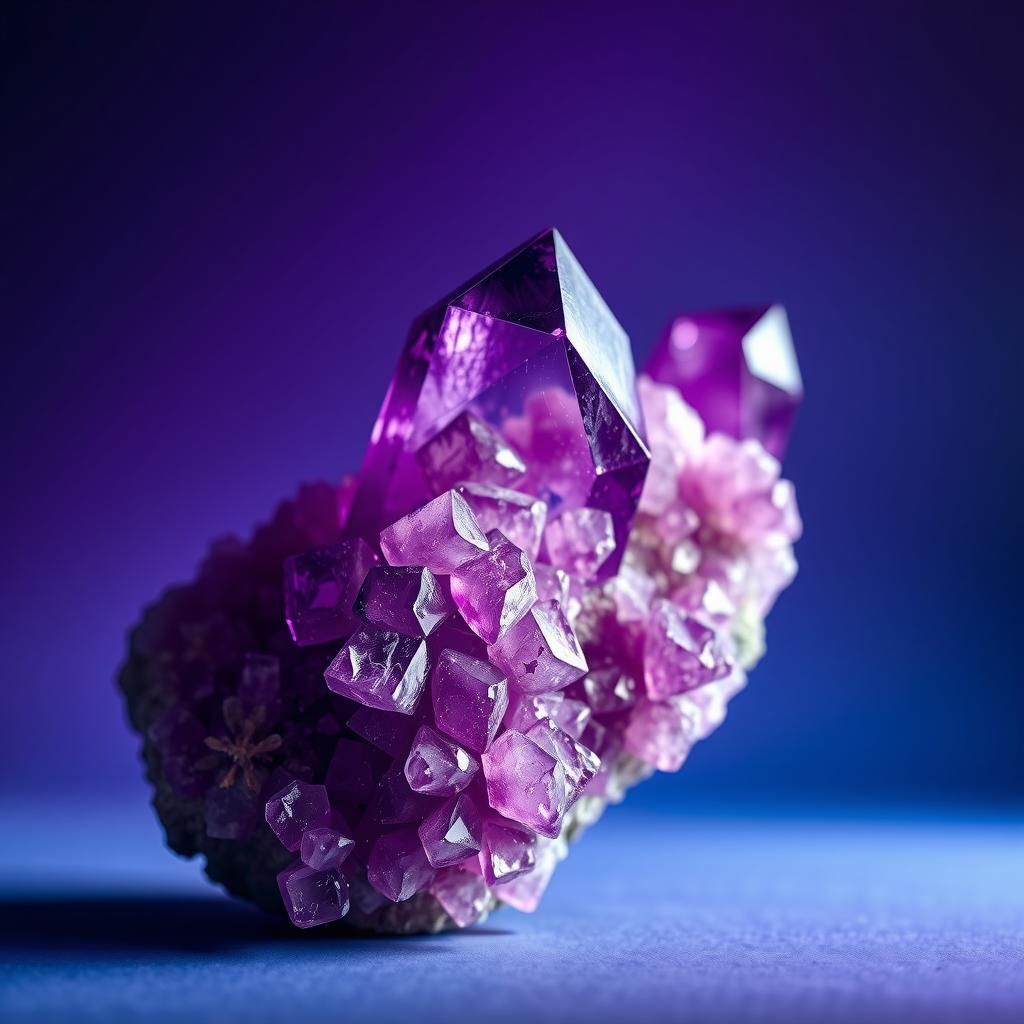 Vibrant Amethyst Crystal Formation Macro Photography