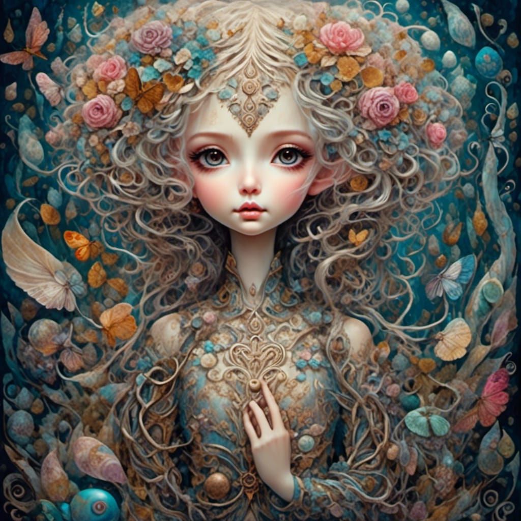 Ethereal Elfin Charm in Acrylic Painting