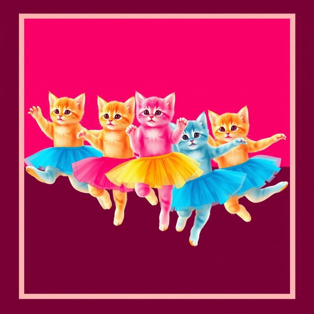 Kittens in Tutus Leaping in Bauhaus Style
