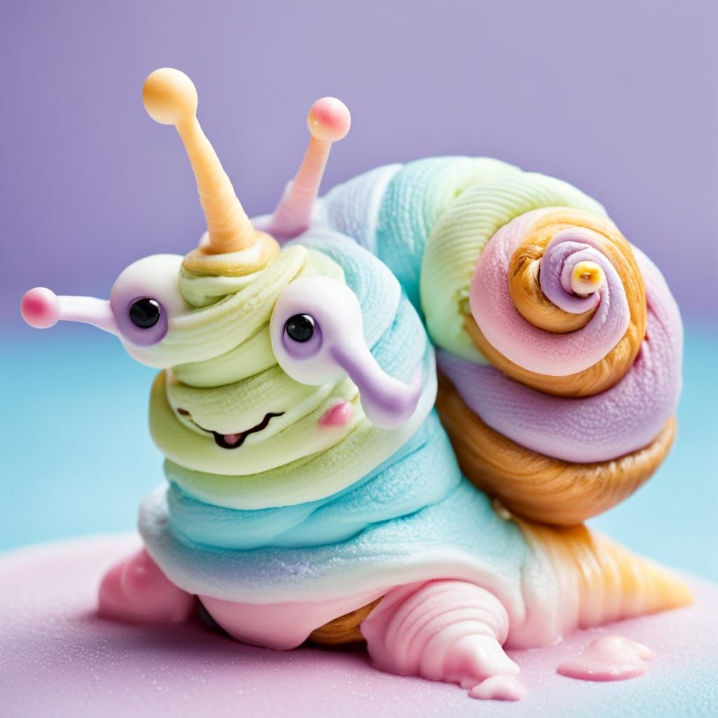 Cute Ice Cream Snail in Pastel Colors