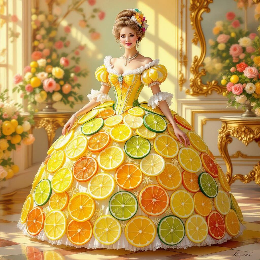 Rococo Lady in Citrus Gown