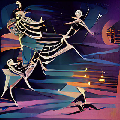 Skeletons Dance in Graveyard Moonlight