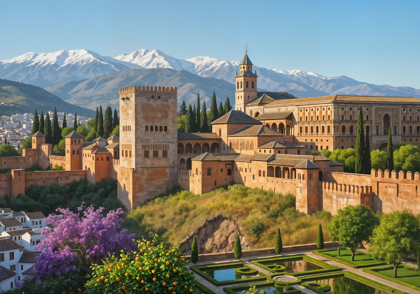 Alhambra Palace Golden Hour Orientalist Painting