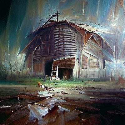 Abandoned Barn: Oil Painting in Gurney Style