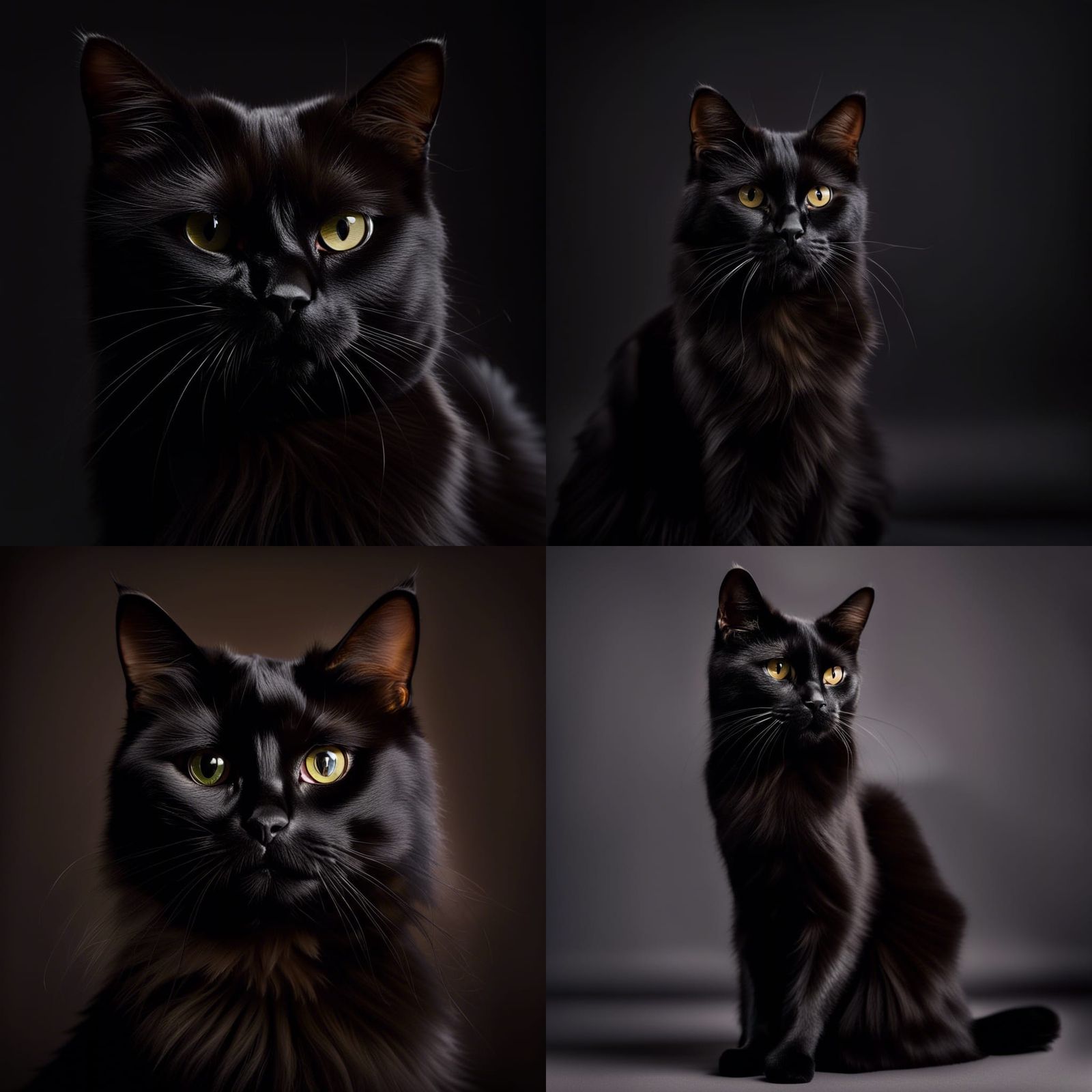Elegant Black Cat Portrait in Professional Lighting