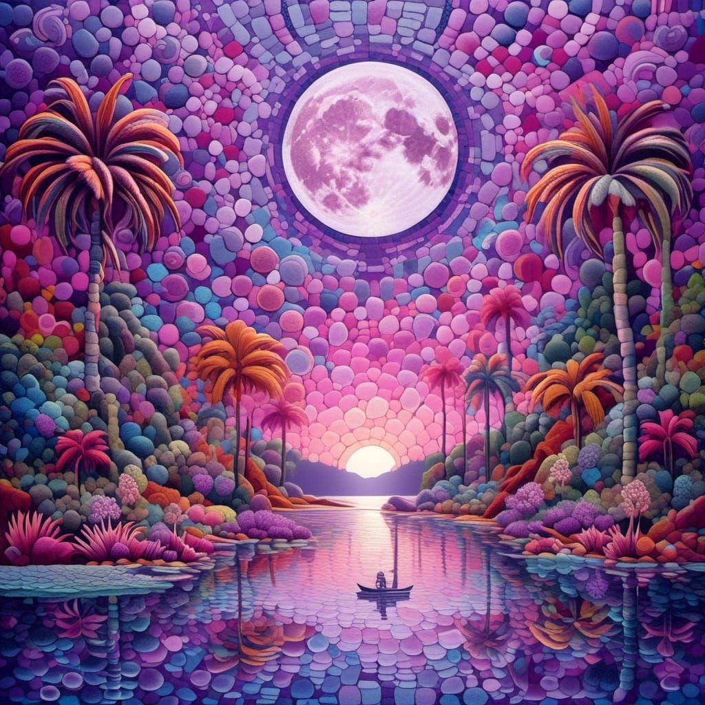 Underwater Paradise in Pastel: 3D Mosaic Pointillism