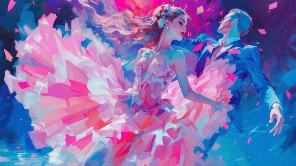 Dancers in Hyperreal Impasto Style