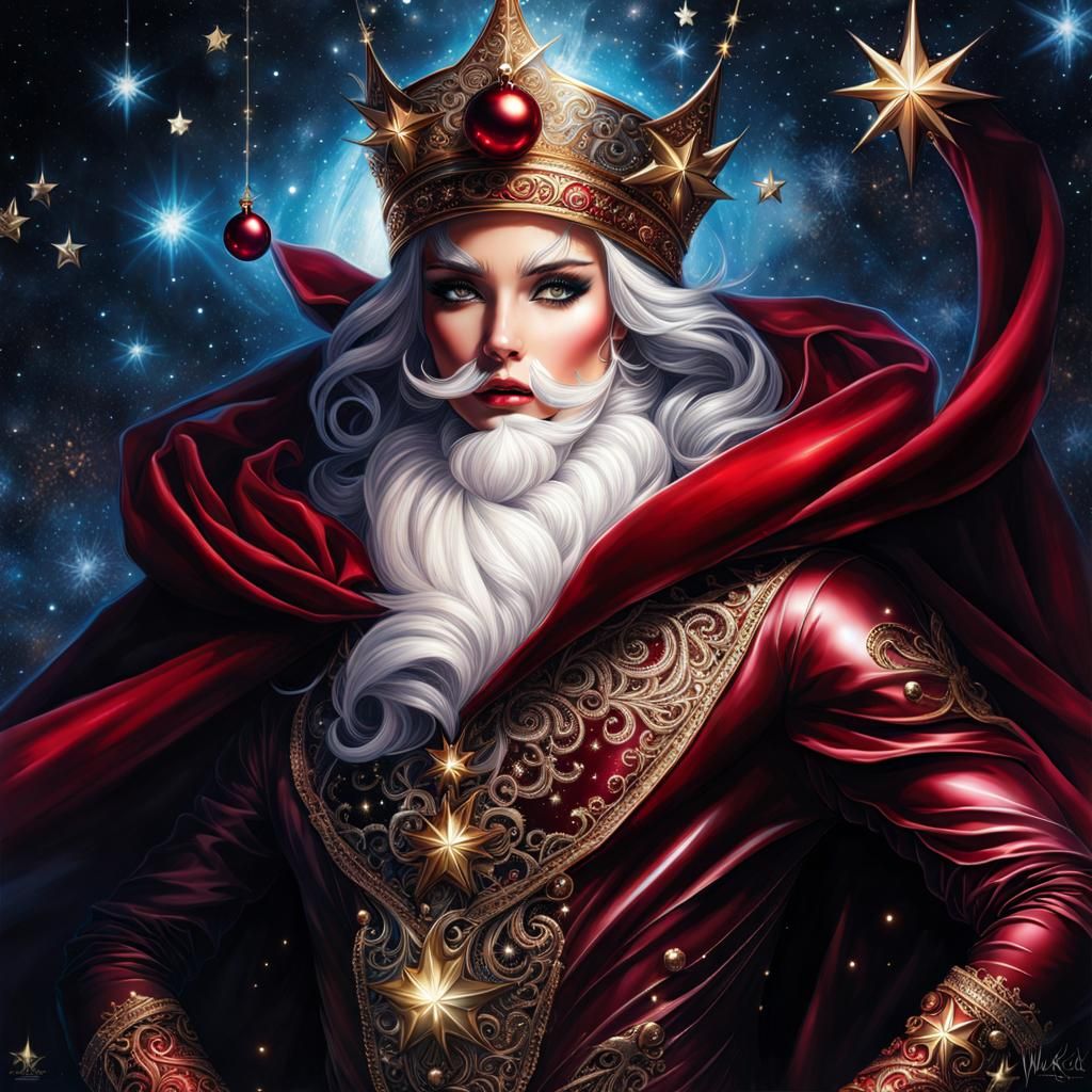 Cosmic Christmas Santa Claus Dark Elf Portrait