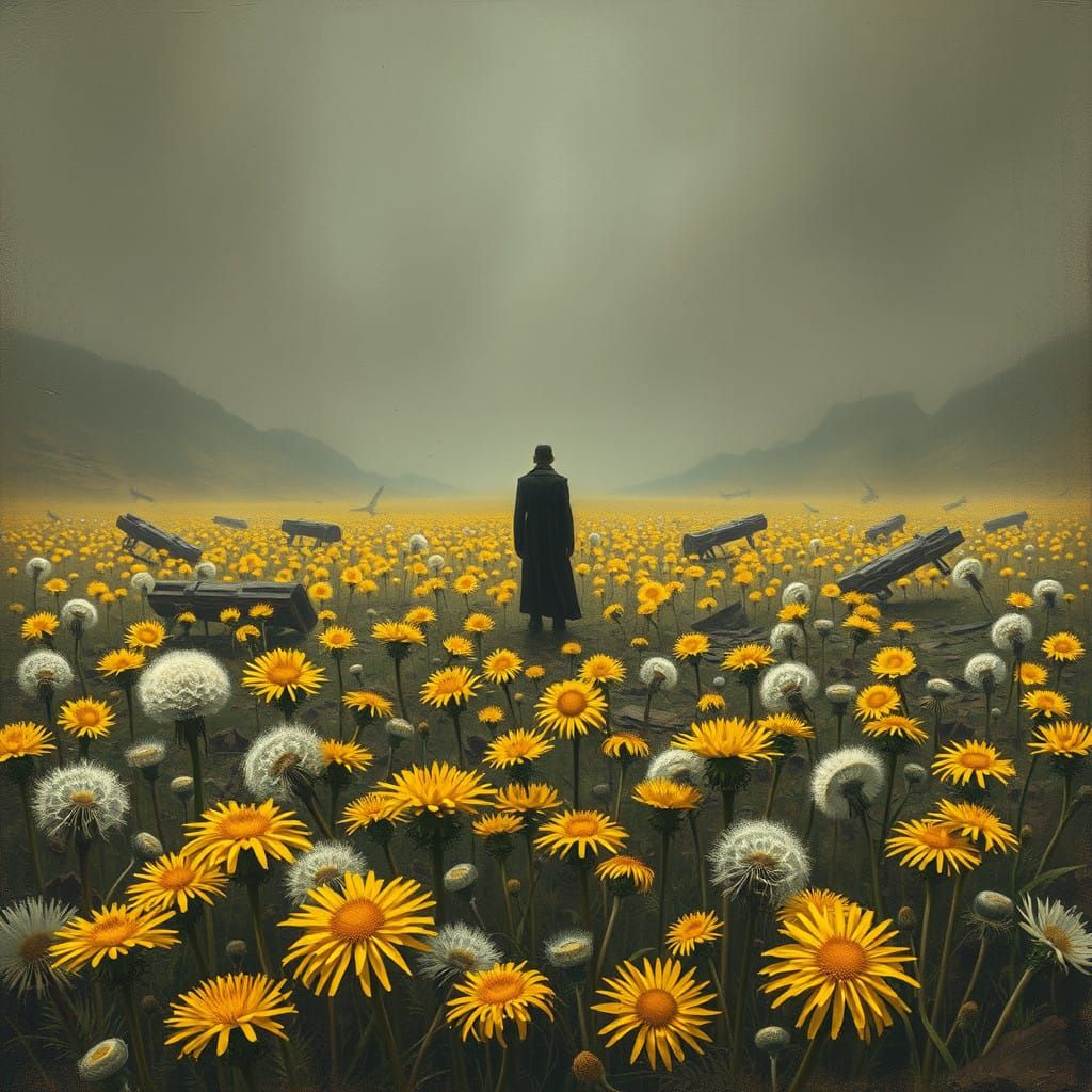 Grim-Dark Dandelions in a Post-Apocalyptic Landscape