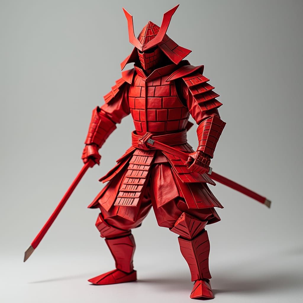 Origami Samurai: Digital Art Fusion