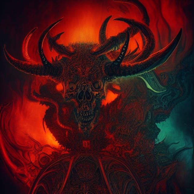 Intricate Diablo Demon with Fractal Iridescence