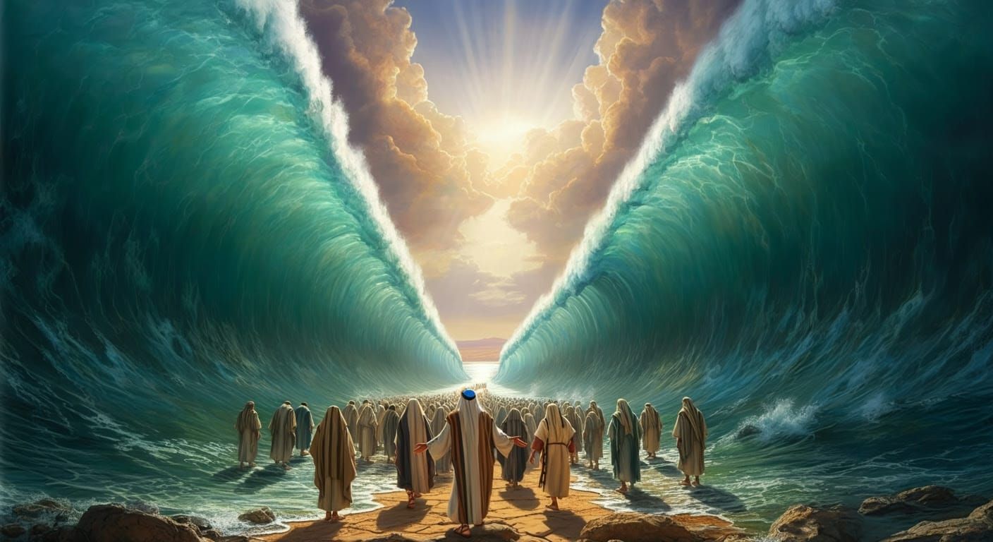 Ancient People Walk Through Miraculous Red Sea Parting
