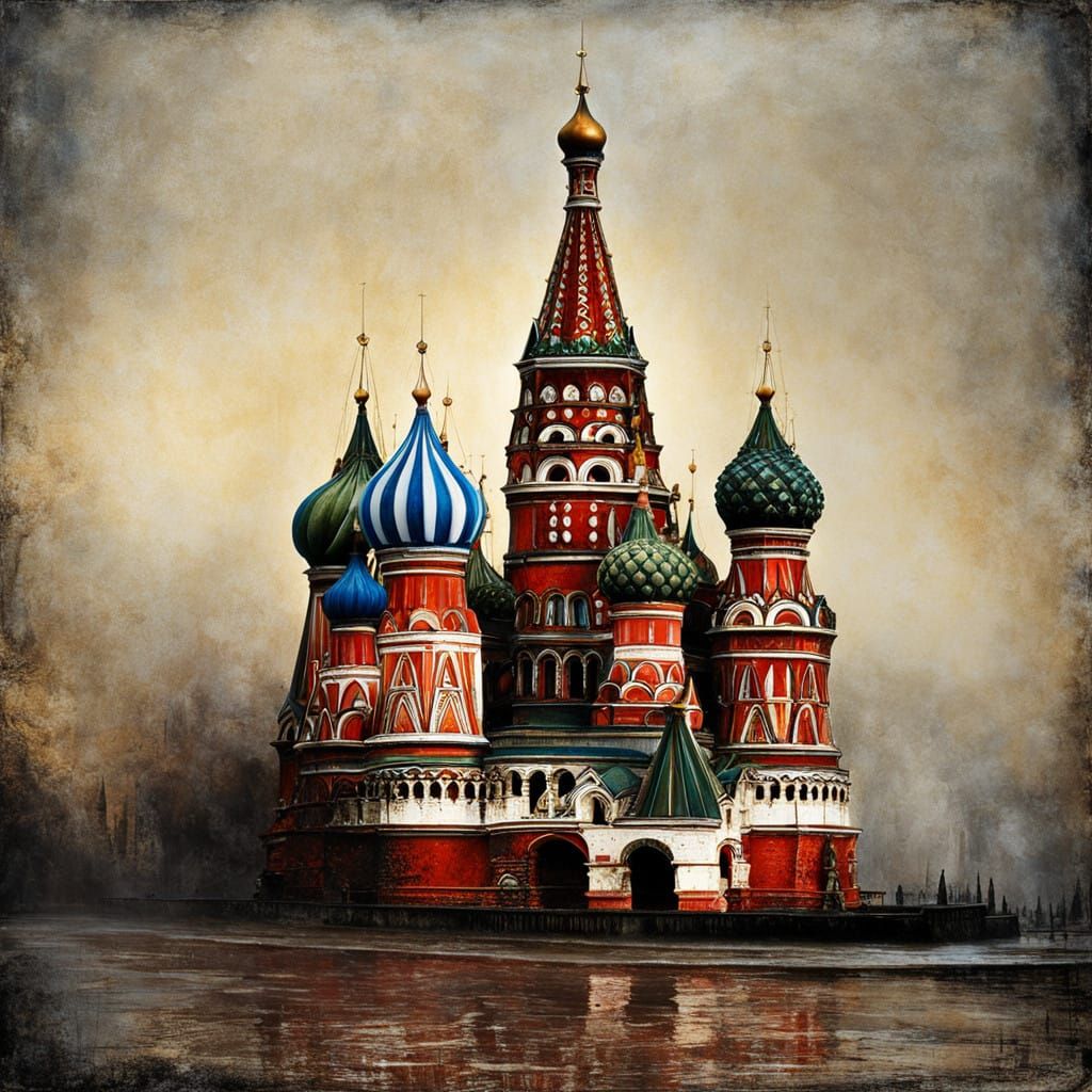 Eldritch St Basil's Cathedral in Distressed Enamel Relief