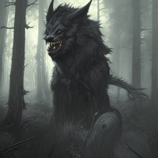 High Gothic Noir Werewolf Portrait