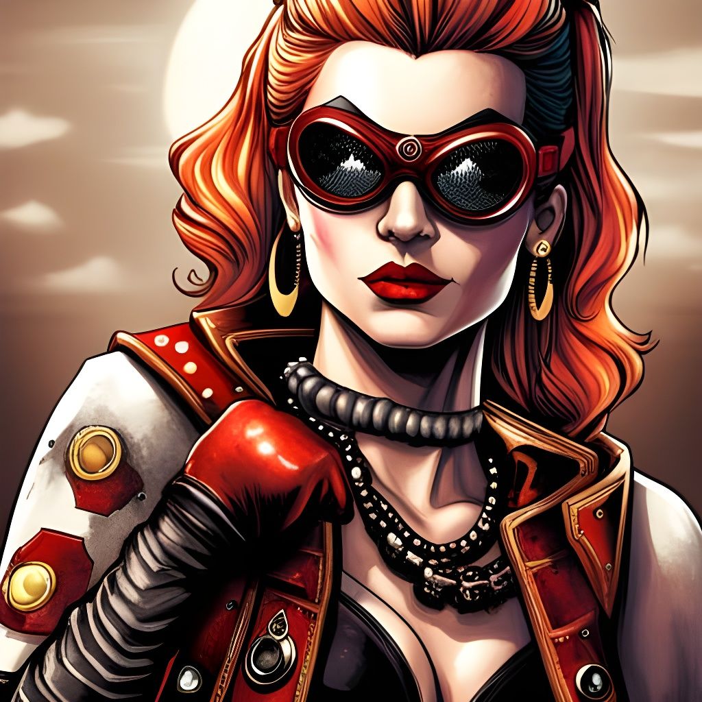 Steampunk Harley Quinn Portrait in Detailed Armor