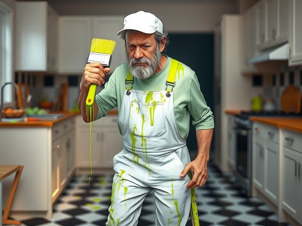 Painter in Disarray, Inspired by Pixar Realism