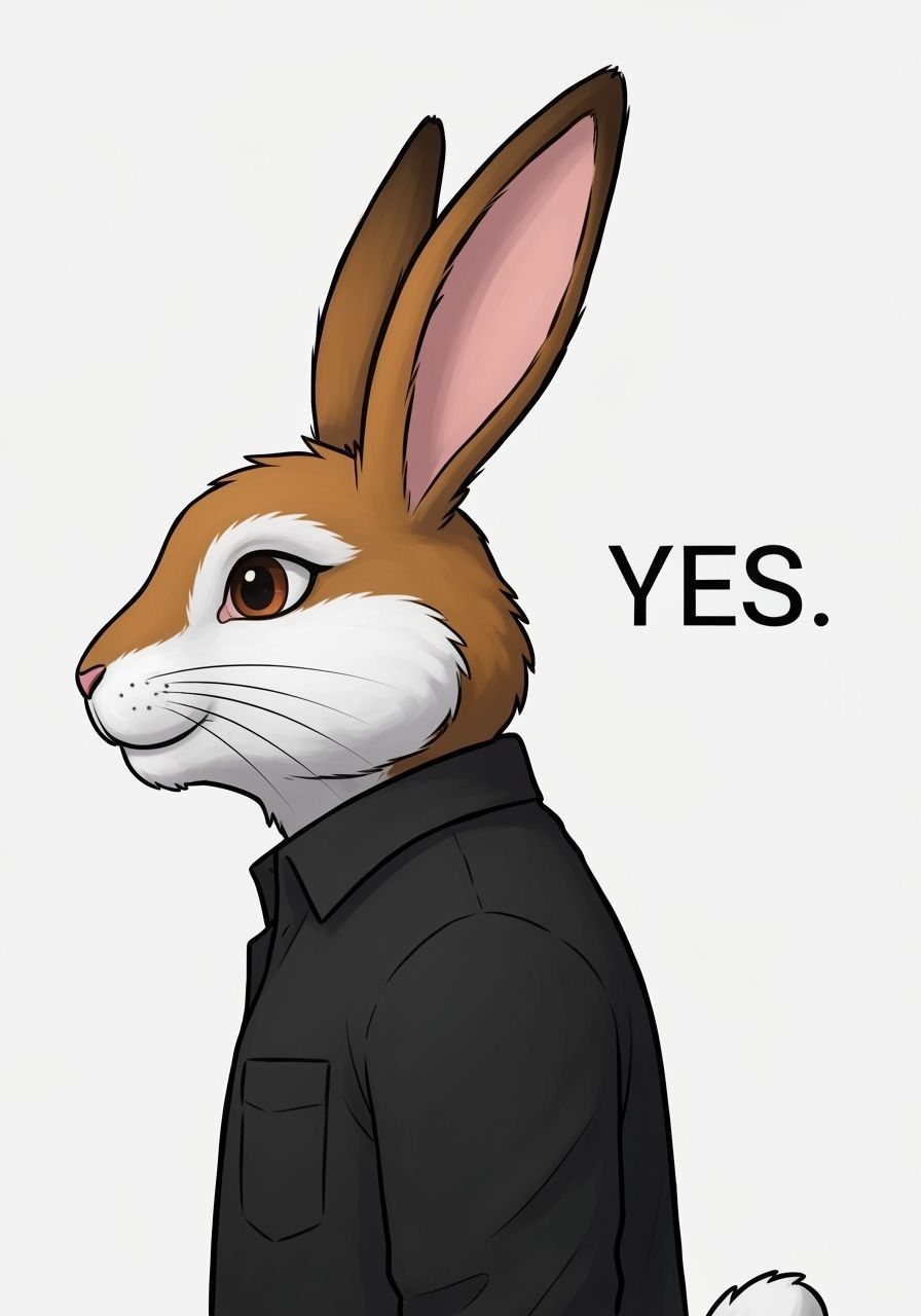 Gigachad Anthropomorphic Rabbit With "YES"