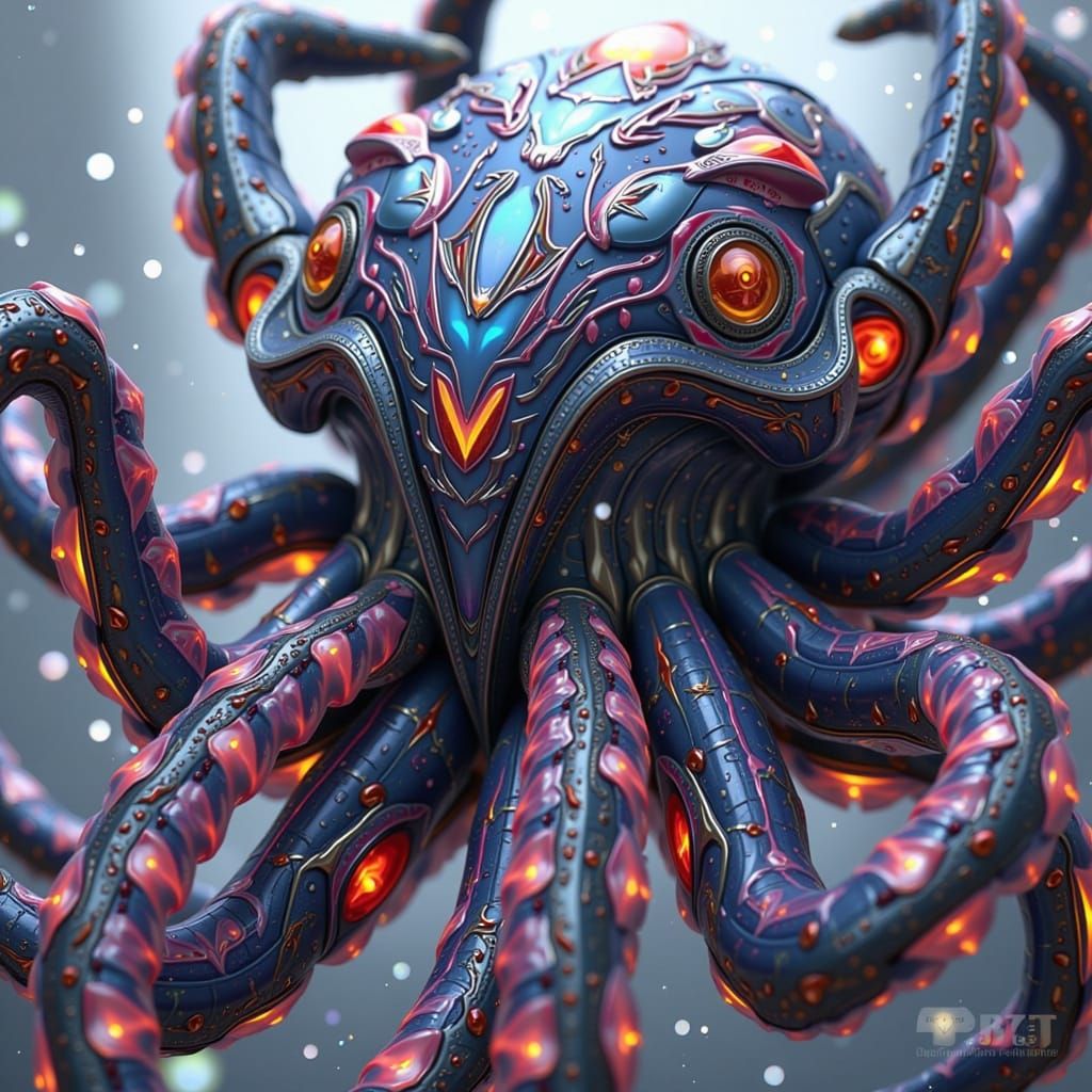 Breathtaking 3D Anime Octopus Spider Hybrid in Cyberpunk Sty...