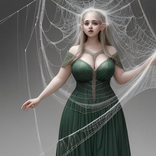 Stunning Overweight Elf in Cobweb Dress
