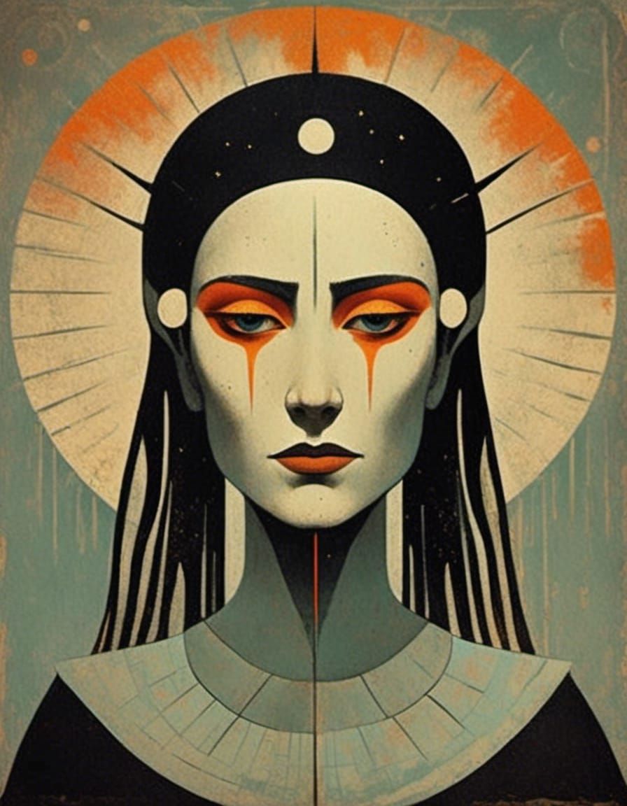 pop style Queen worshipping the moon