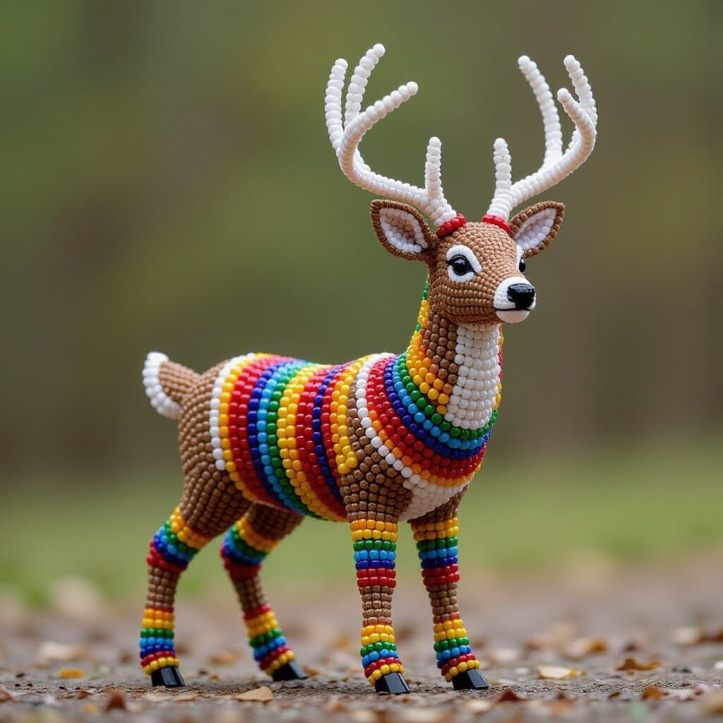 Colorful Beaded Deer Sculpture