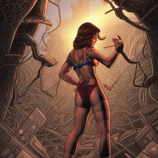 Brunette Writer in Comic Book Style