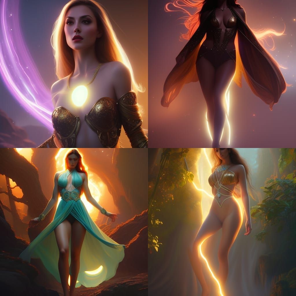 Bioluminescent Light Goddess Portrait in 8k Resolution