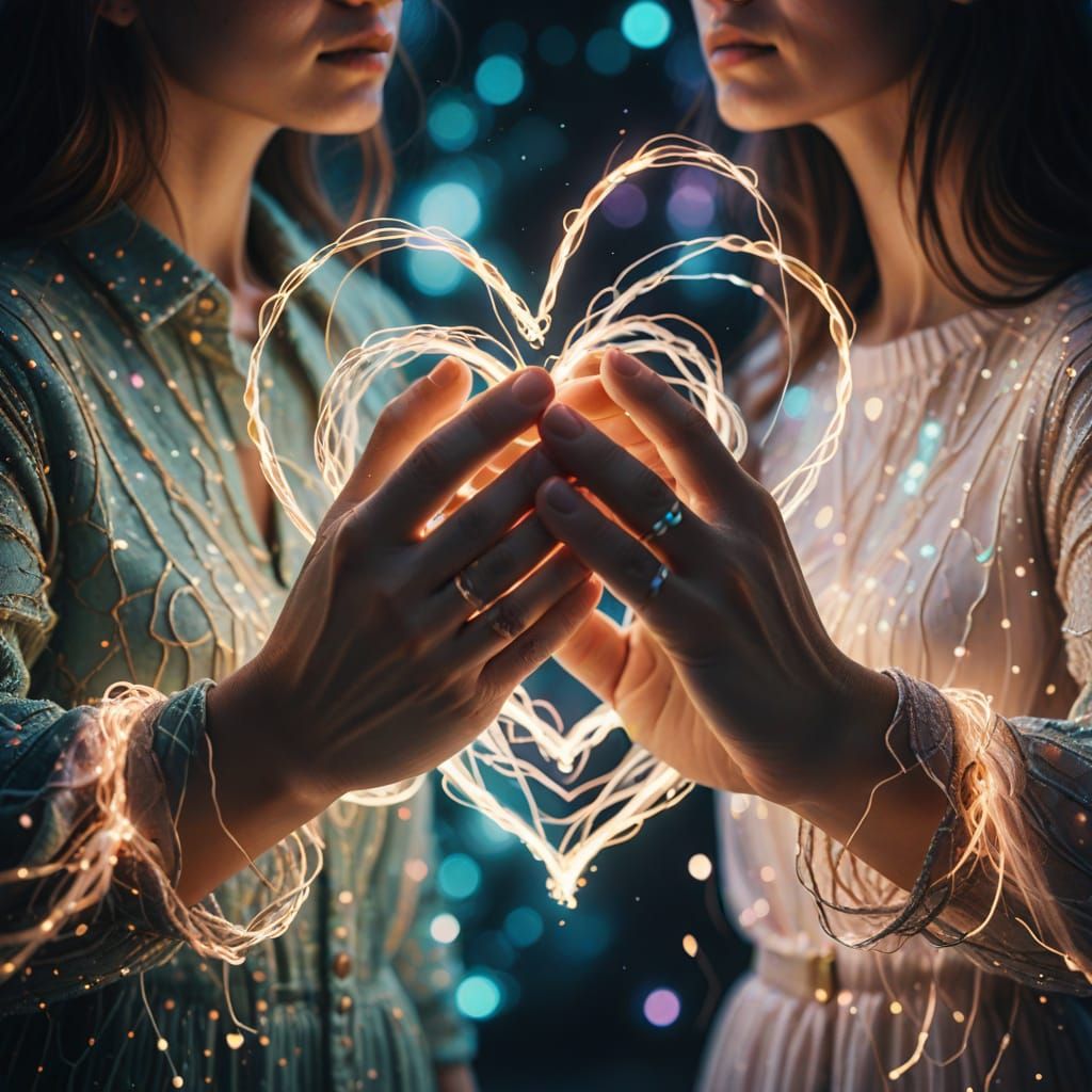 Surreal Cosmic Energy Flow Between Two People