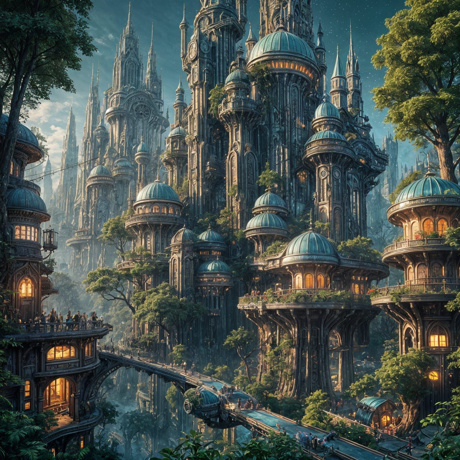 Enchanted Forest Meets Retro Metropolis: Detailed Matte Pain...