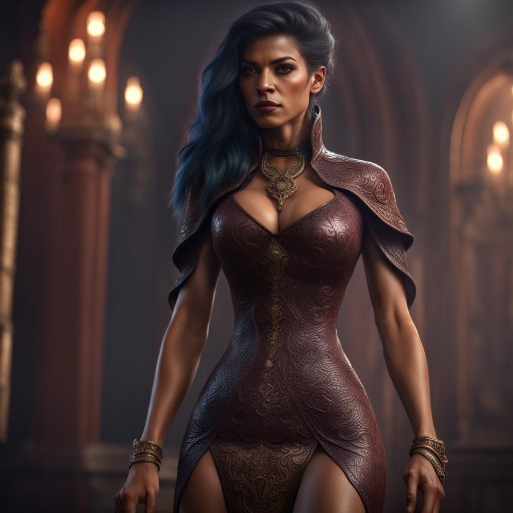 Furious Nagin Woman in Leather Dress: Detailed Matte Paintin...