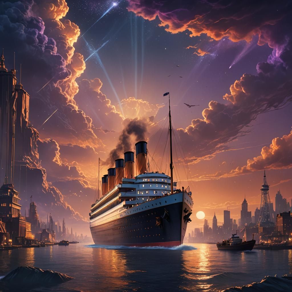 Titanic in Stary Skyline: A Matte Painting