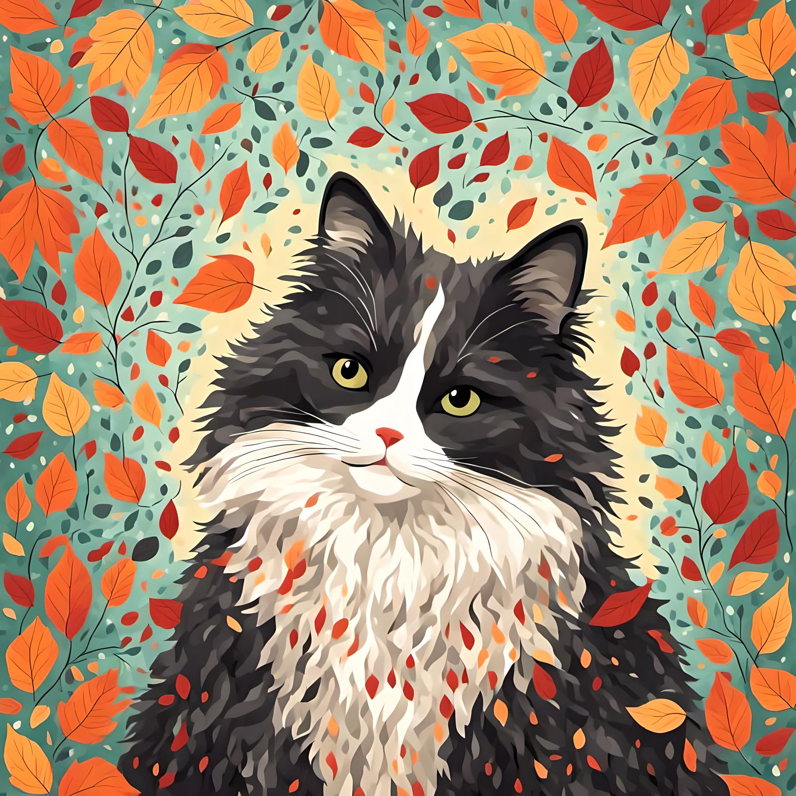 Whimsical Autumn Portrait with Falling Leaves