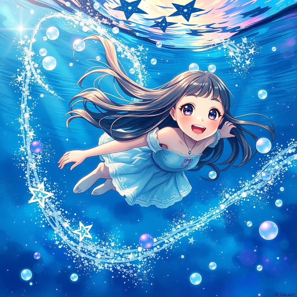 Enchanted Oceanic Goddess in Vibrant Dreamlike Setting