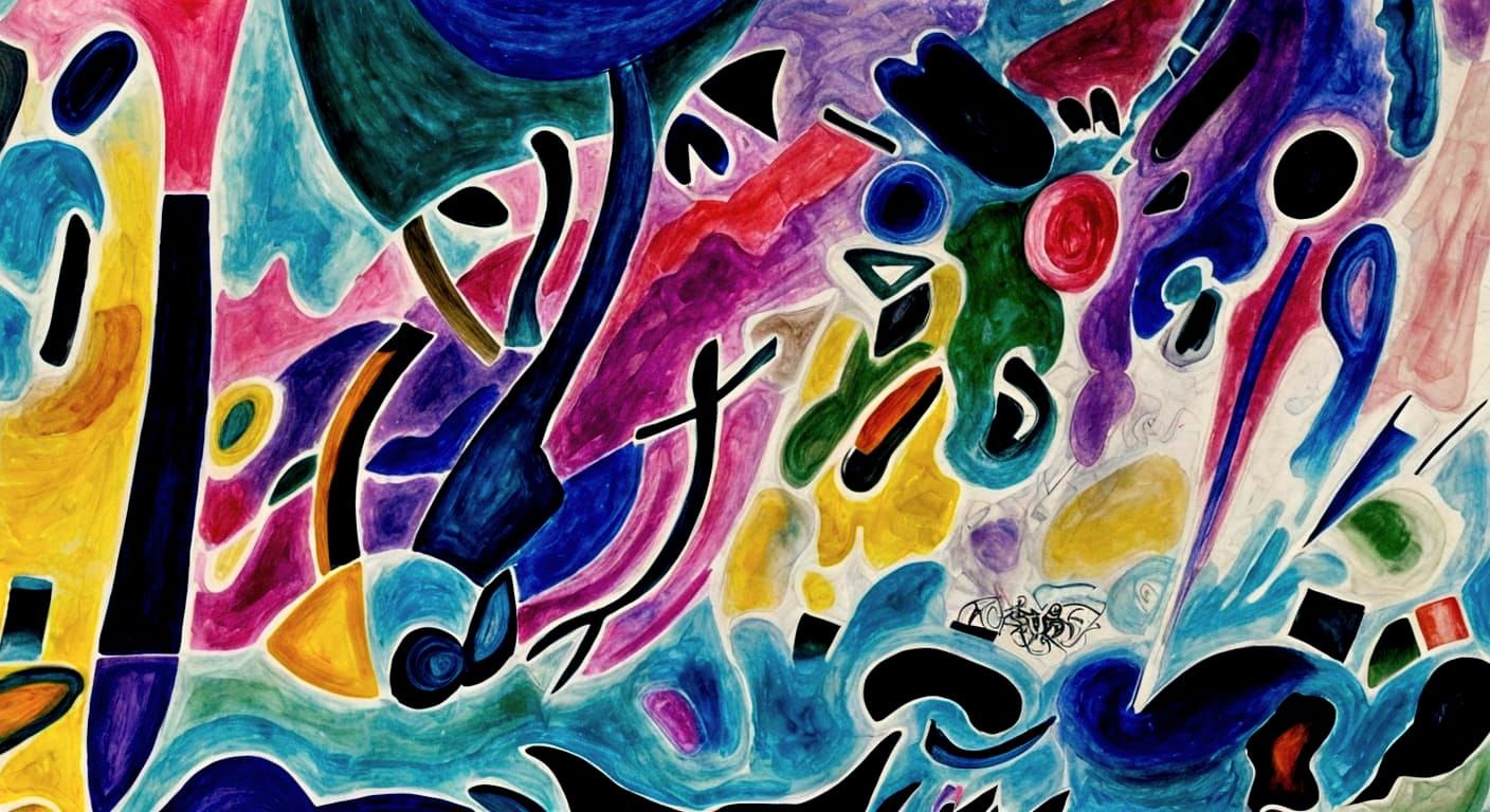 Abstract River Landscape Painting in a Frame